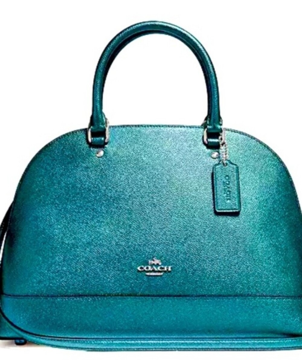 Brand New COACH Teal Dome Satchel - Shimmering Teal Leather